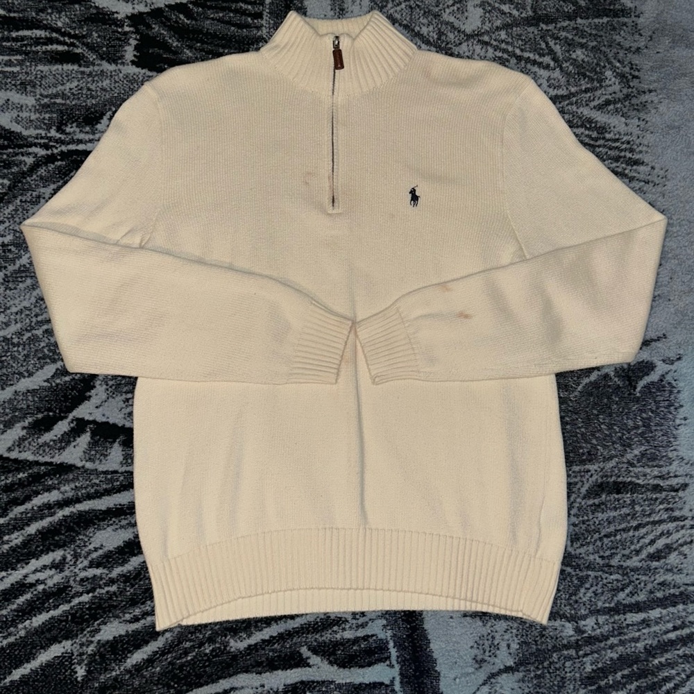 Medium cream polo half zip sweater
